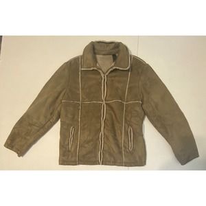 DKNY Active Womens Faux Suede Sherpa Lined Jacket Coat-Sz Large